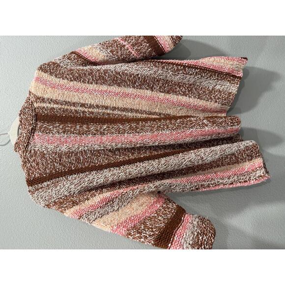 J. Jill Striped Open Front Chunky Knit Cardigan Sweater, Women's Medium - Picture 6 of 6